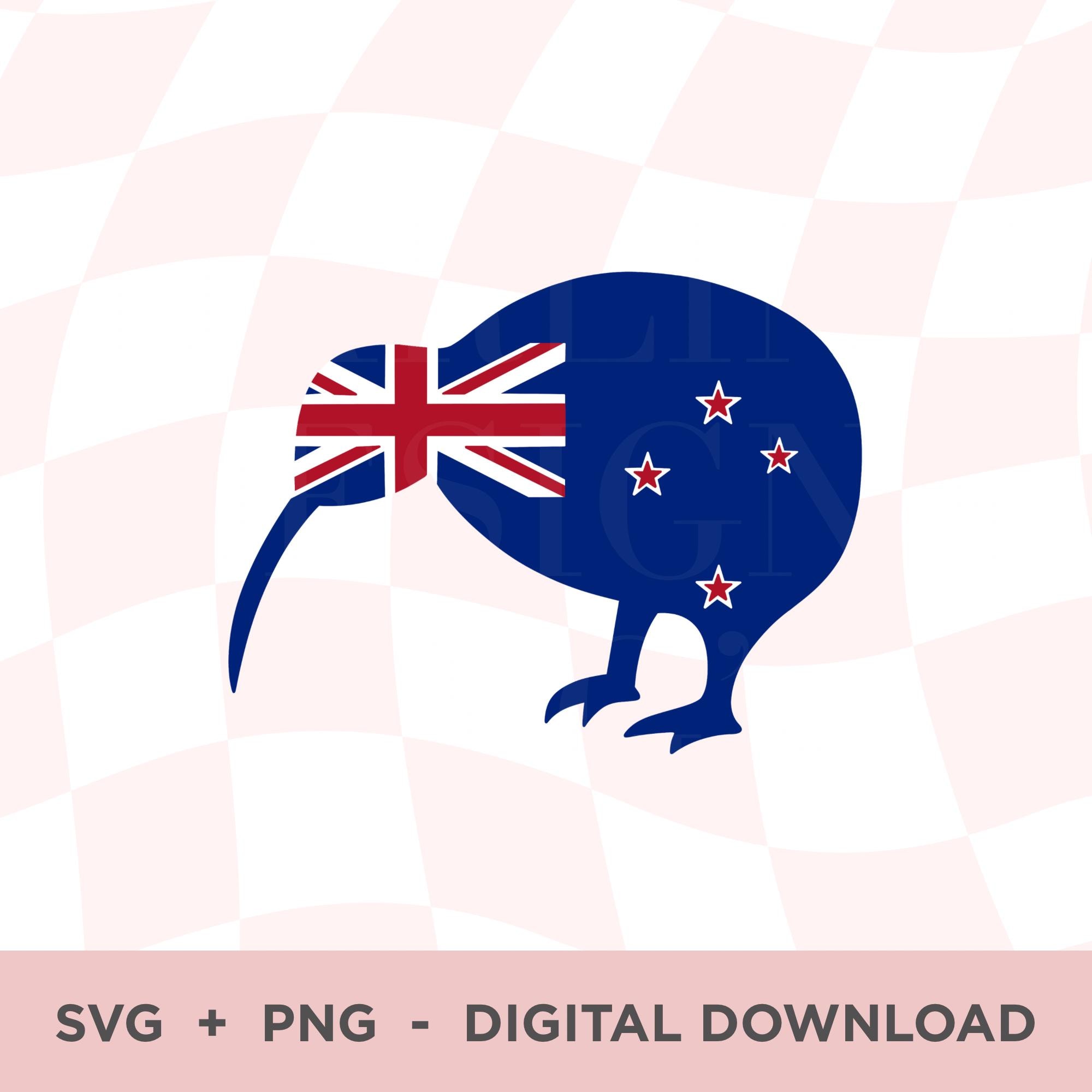 ニュージーランド国旗キウイSVG、青と赤のキウイ、ニュージーランド