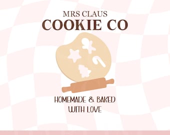Christmas Cookie SVG, Christmas Baking PNG, Xmas Gingerbread Sign, Beige Christmas Digital Download, Homemade And Baked With Love Sign