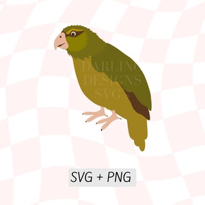 Kakapo en couches SVG, PNG Kakapo de Nouvelle-Zélande, conception d'oiseau coloré, SVG oiseaux de Nouvelle-Zélande, oiseau indigène, art oiseau perroquet vert et jaune