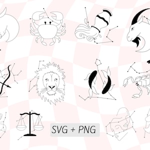 Zodiac SVG Bundle, Astrology SVG Collection, Zodiac PNG, Horoscope Svg, Star Sign Svg, Constellation, Instant Digital Download