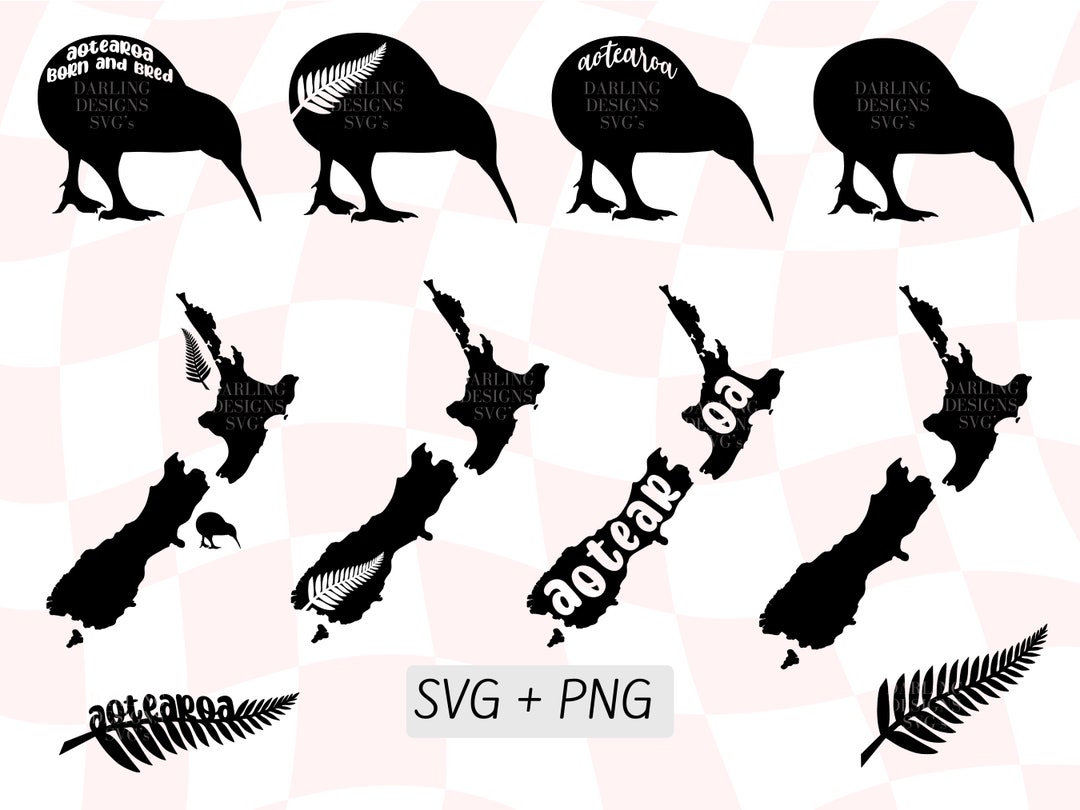 NZ Kiwi SVG Bundle, Nz Silver Fern Svg, New Zealand Art, Aotearoa, Nz