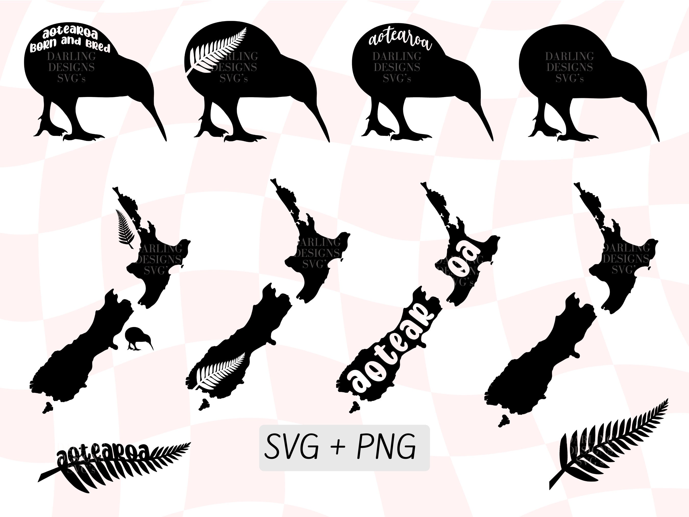 NZ Kiwi SVG Bundle, Nz Silver Fern Svg, New Zealand Art, Aotearoa, Nz