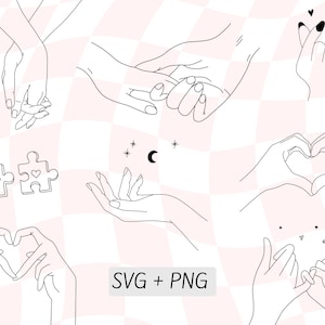Hand hält SVG, Pinky Versprechen, Strichzeichnung, Freundschaft SVG, beste Freundin PNG, Handumrisse, Paar, Liebe, Beziehung, digitaler Download