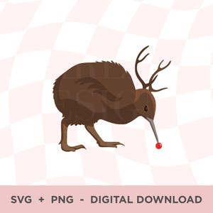Kiwi Christmas SVG, Kiwi Reindeer, PNG, New Zealand Christmas Svg, Kiwi Xmas Clipart, Layered Kiwi Svg, Kiwi With Antlers, Meri Kirihimete