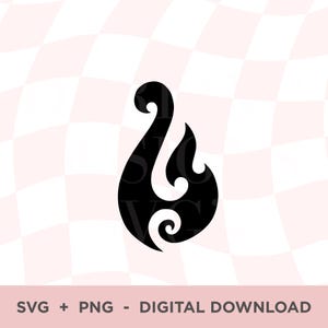 May include: Black stylized Maori hook design on a pink and white checkered background. The hook is a traditional symbol of strength and prosperity. Text at the bottom reads "SVG + PNG - DIGITAL DOWNLOAD".