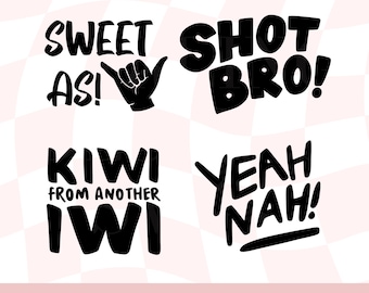 New Zealand Slang Svg Bundle, Kiwi From Another Iwi, Sweet As Svg Cut File, , Shot Bro Png Download, Yeah Nah, NZ Clipart, Kiwi Sayings