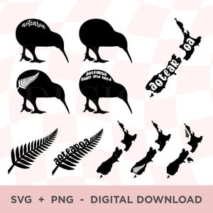 Paquete SVG de kiwi de Nueva Zelanda, SVG de helecho plateado de Nueva Zelanda, Arte neozelandés, Aotearoa, Paquete SVG de Nueva Zelanda, Clipart de Nueva Zelanda, SVG maorí, All Blacks PNG, Kiwiana