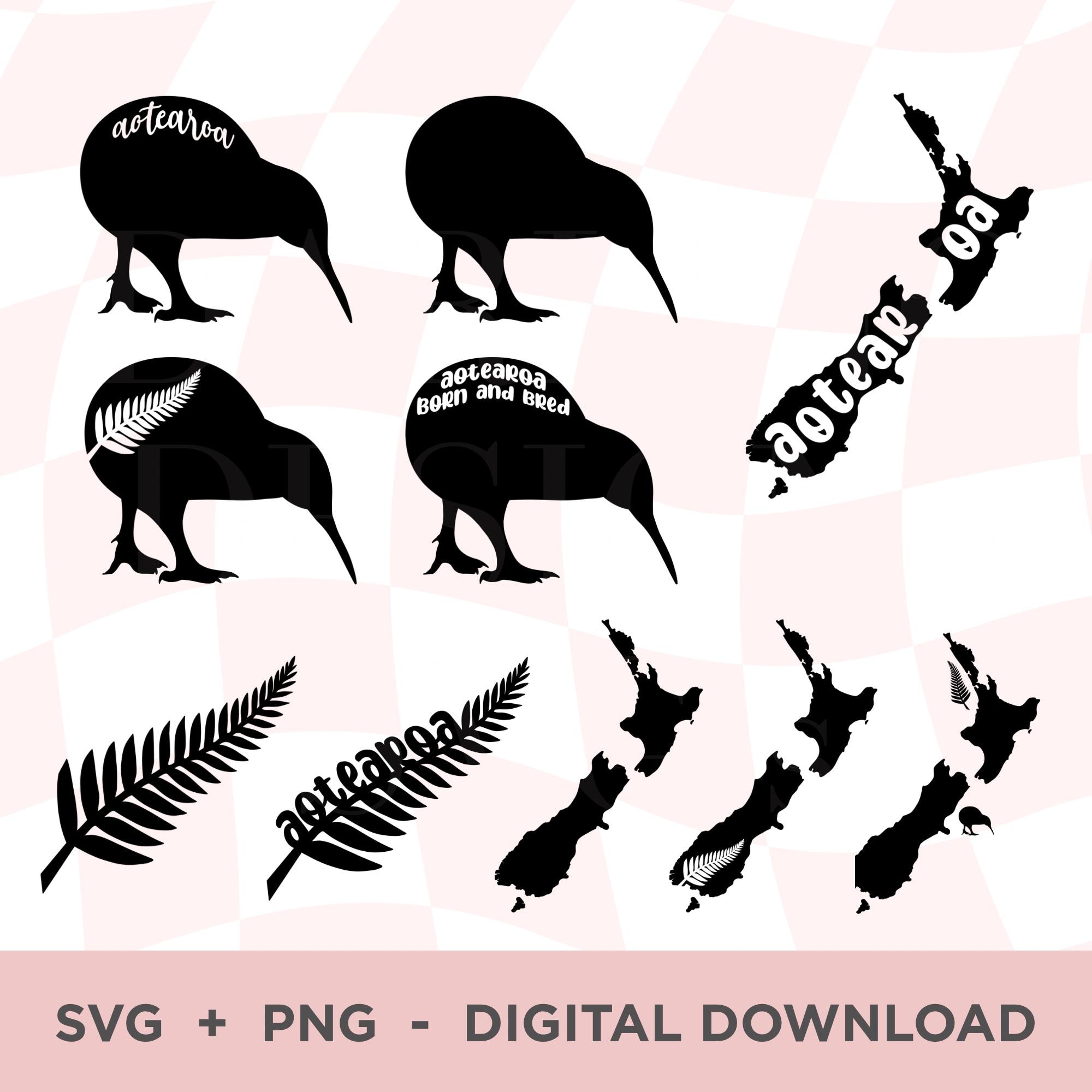 NZ Kiwi SVG Bundle, Nz Silver Fern Svg, New Zealand Art, Aotearoa