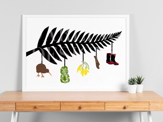 New Zealand Christmas SVG, Christmas Fern PNG, Silver Fern Clipart