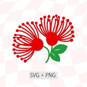 Pohutukawa Flower SVG, New Zealand Kiwiana, Nz Icons PNG, Pohutukawa Clipart, Nz Flowers Silhouette Cricut, Red Native Flower