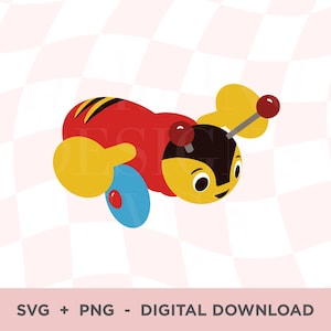 Buzzy Bee SVG, New Zealand Buzzy Bee, Kiwi Bee PNG, Red Yellow Blue Bee Clipart, Classic Kiwi Toys, Kiwiana File, Baby Toy SVG, Nz Memories