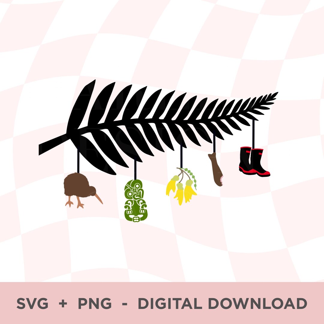 New Zealand Christmas SVG, Christmas Fern PNG, Silver Fern Clipart