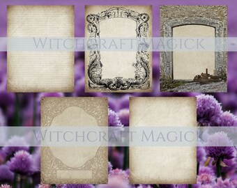 Set of 5 Pages Digital Frames - Book of Shadows | bos | Grimoire | Magic Spellbook | Wicca Wiccan Spell | Printables | Fancy Elegant - PDF