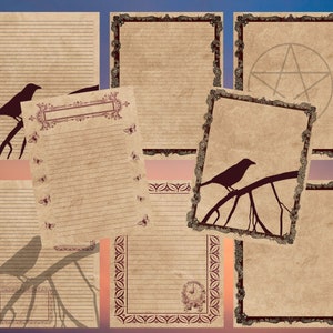 Ensemble de 8 Pages pour Livre d'Ombres bos - France Grimoire - France Magic Spellbook - France Wicca - Sorcière Pages imprimables numériques aux couleurs de Bourgogne - JPG