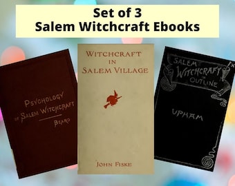 Colección de 3 libros antiguos de brujería de Salem - Libros electrónicos digitales - PDF - "Brujería en Salem Village" "Brujería de Salem" "La psicología...