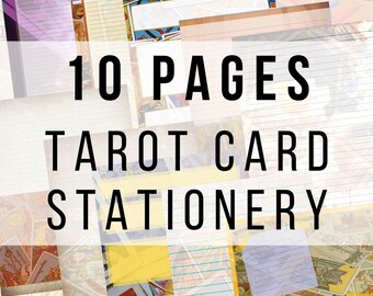 10 Digital Pages of Tarot Card Stationery Printables - Instant Download - Readings | Book of Shadows | Grimoire | Journal | Scrapbooking