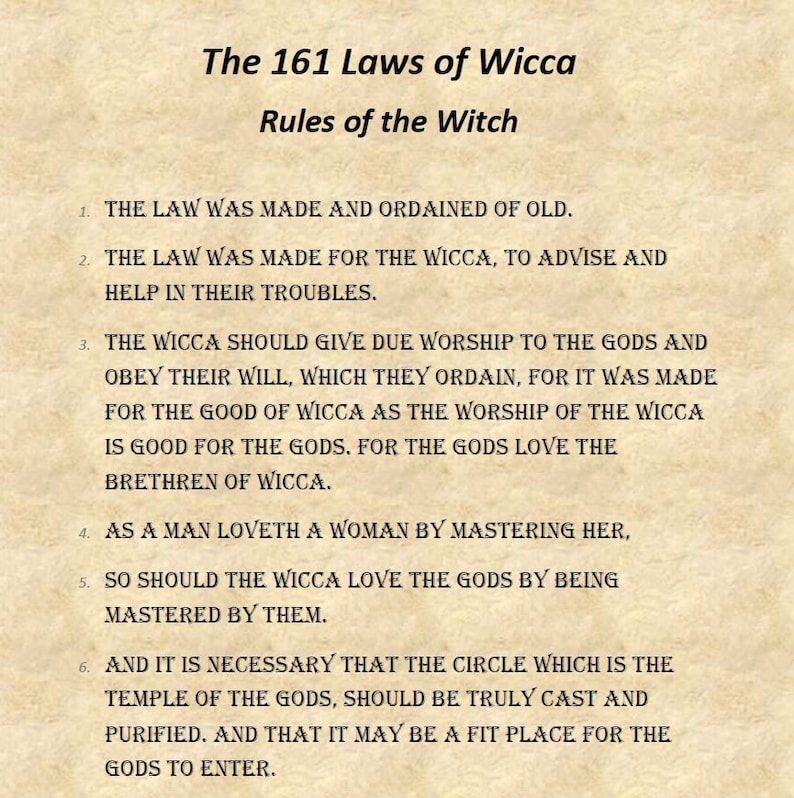 161 Laws of Wicca rules of the Witch Digital | Etsy