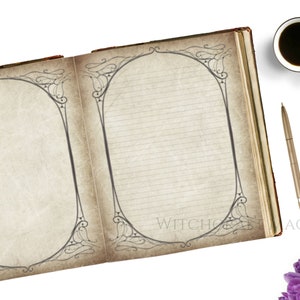 Set of 5 Pages Digital Frames - Book of Shadows | bos | Grimoire | Magic Spellbook | Wicca Wiccan Spell | Printables | Antique Floral- PDF
