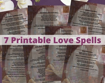 7 Simple Powerful Love Spells - Book of Shadows | bos | Grimoire | Magic Spellbook | Spell | Printables | Magick Spells - PDF JPG - Digital