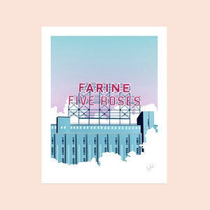 Illustratie Rachel handgemaakte goederen Montreal Canada Flour Five Roses pastel mtl architectuur 11x8.5/ Letter afbeelding 2