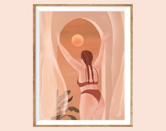 Illustration - Rachel handmade Goods - Woman - Sunset - 11"x8.5"/ Letter