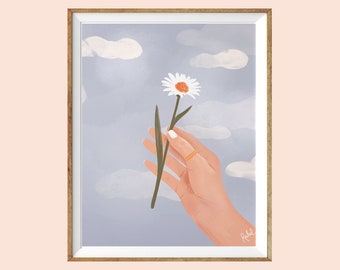 Illustration - Rachel handmade Goods - vase - flower - flowers - 11"x8.5"/ Letter