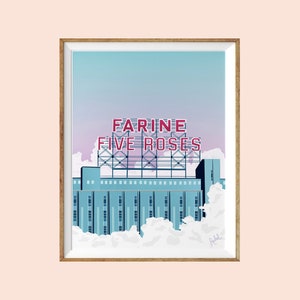 Illustratie Rachel handgemaakte goederen Montreal Canada Flour Five Roses pastel mtl architectuur 11x8.5/ Letter afbeelding 1