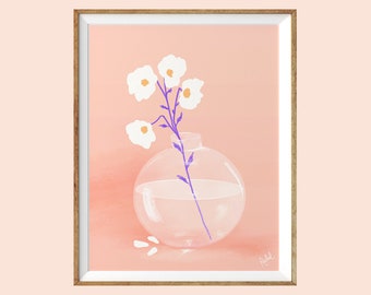 Illustration - Rachel handmade Goods - vase - flower - flowers - 11"x8.5"/ Letter