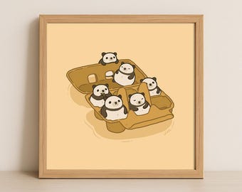 Pandas in an Egg Carton, Giclee Art Print, Funny Animal Wall Decor, 8x8