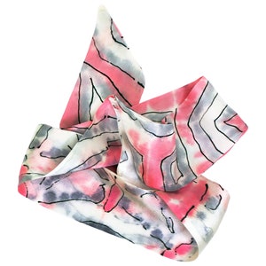 Abstract Silk Skinny Scarf/Hand Painted Scarf/Handbag Scarf/Purse Tie/Hat Ribbon/Silk Bracelet/Hair Tie/Neck Scarf/Persian Pattern/Hand Dyed
