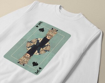 Sweatshirt King, Sweatshirt unisexe Shah, Ras du cou, Cadeau pour lui, Cadeau pour elle, Fabriqué au Canada, Pique, Cartes à jouer