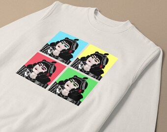 ポップアート スウェットシャツ、カラフルなセーター、クルーネック スウェットシャツ、ユニセックス、ペルシャ デザイン、ガージャール スウェットシャツ、カナダ製