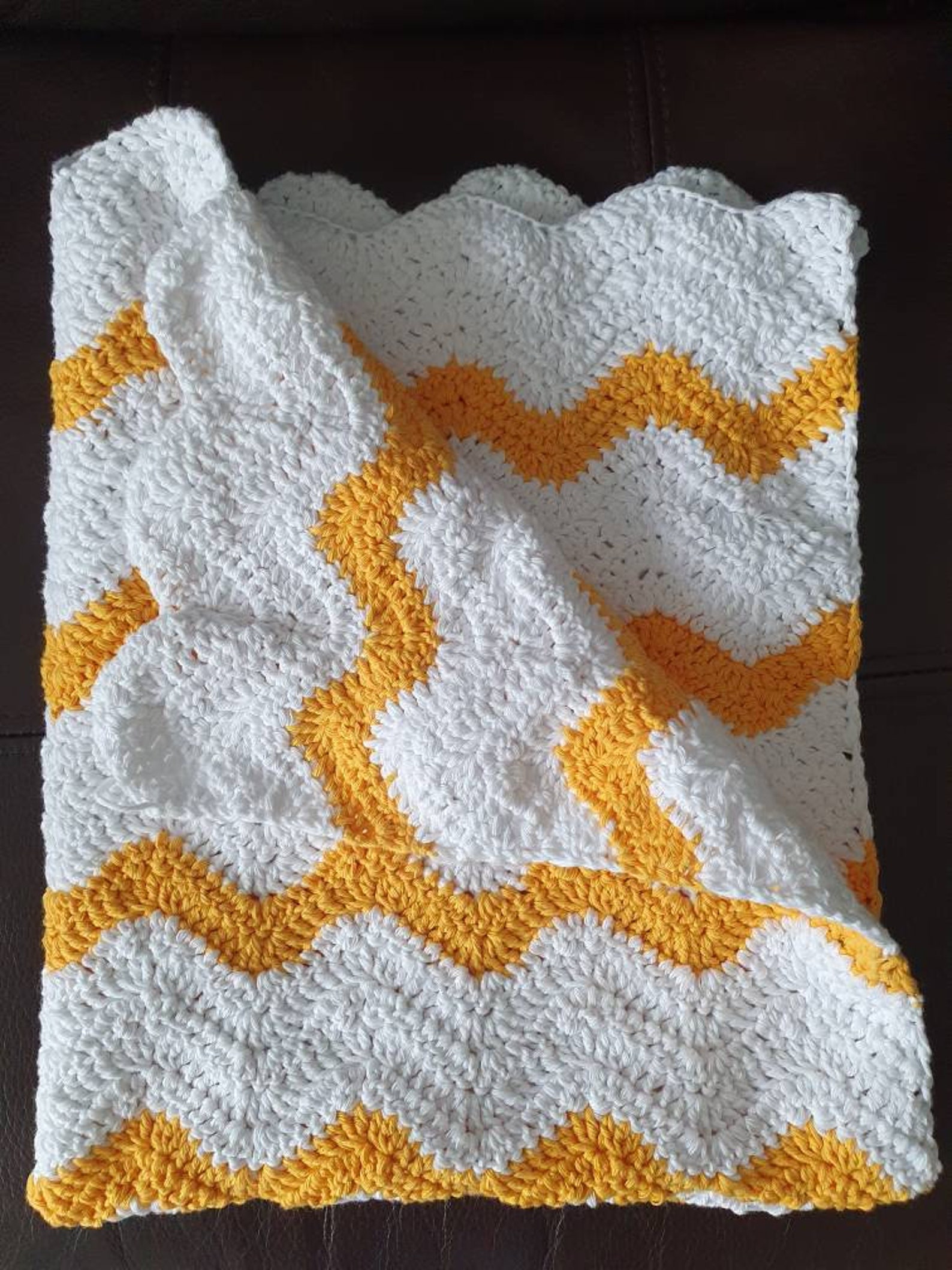 Handmade Crochet Zigzag Baby Blanket. Numerous Colour Combinations