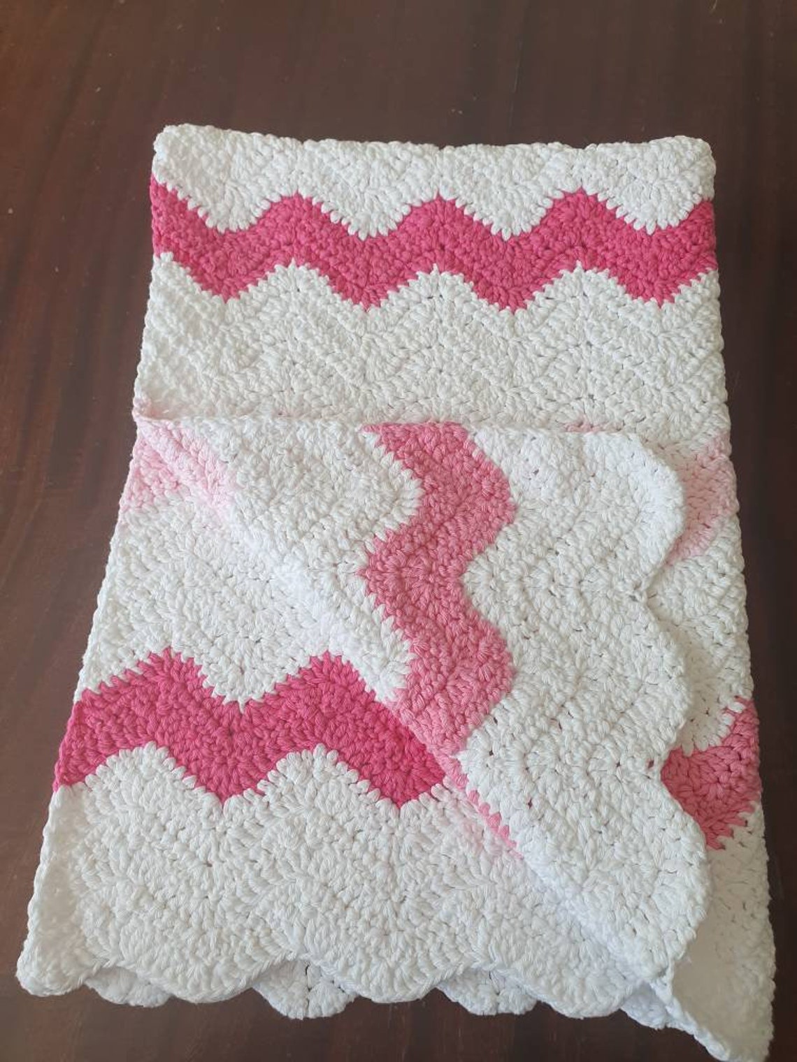 Handmade Crochet Zigzag Baby Blanket. Numerous Colour Combinations