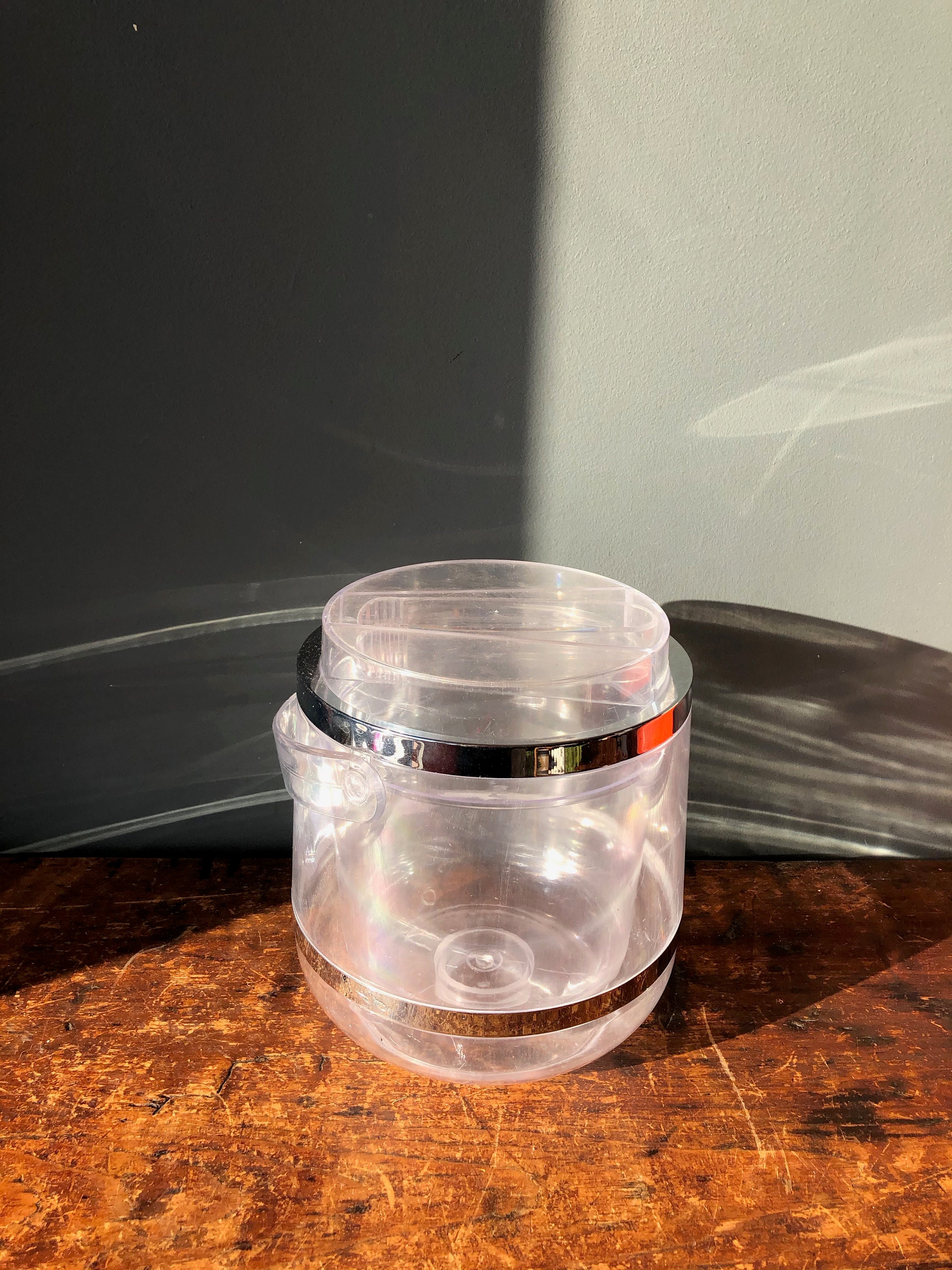 70s Clear Plastic Ice Bucket Double Walled With Tongs in Lid Etsy