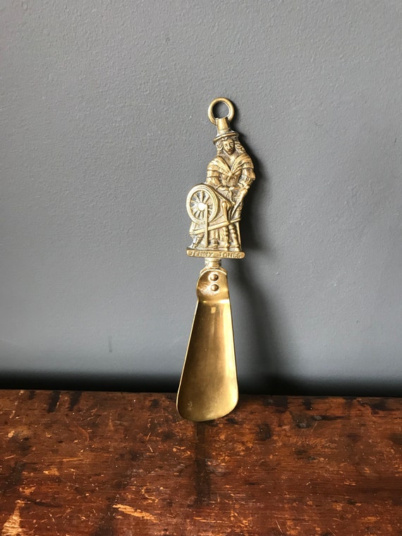 Antique Brass Shoe Horn Jenny Jones Welsh Spinning Wh… Gem