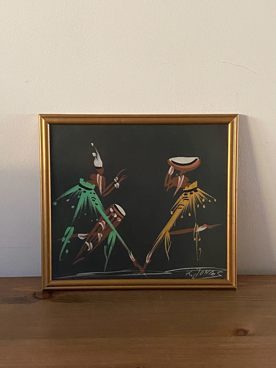Vintage African Tribal Art Framed Belgian Congo 1950s Gouache Etsy