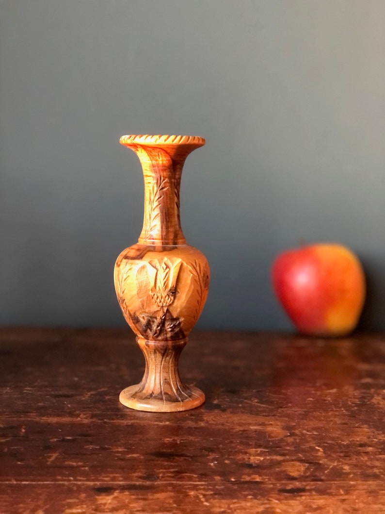 Small Olive Wood Vase Elegant Wooden Vase Natural Home