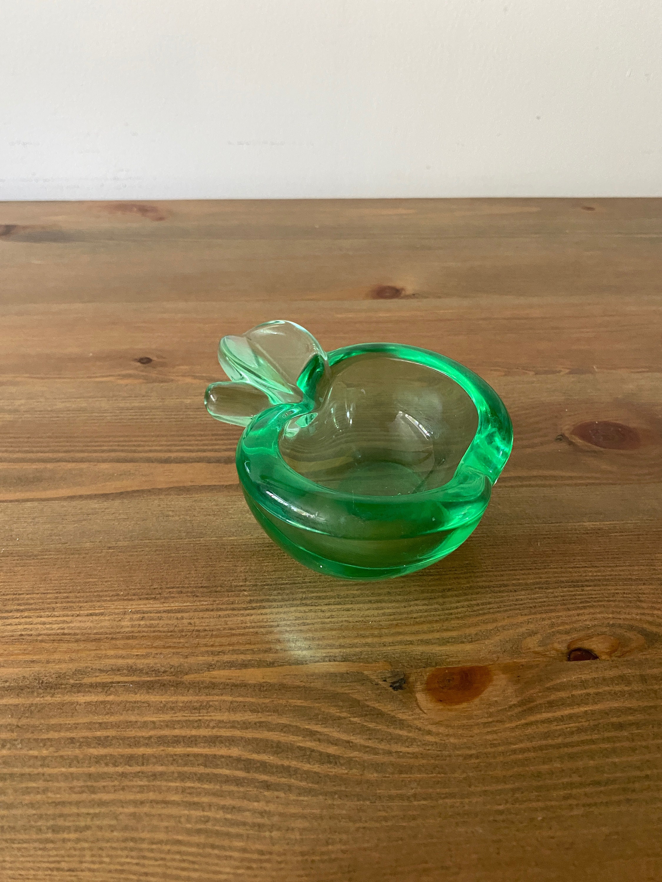 Vintage Grüner Glas Apfel Aschenbecher Pin Tray Trinket Dish