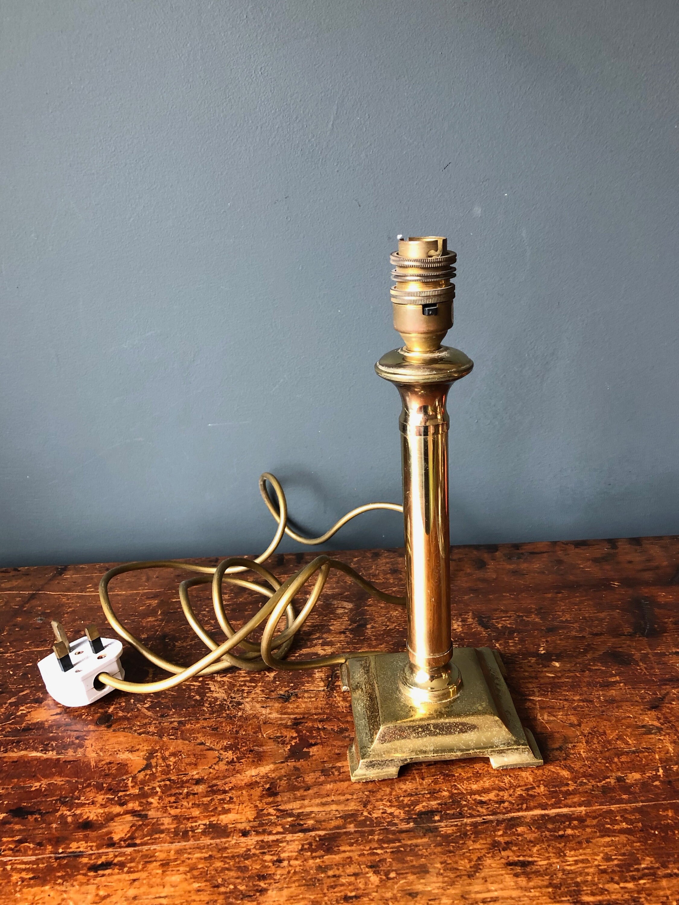 Vintage Single Brass Lamp Base Square Base Classic Home Decor Etsy