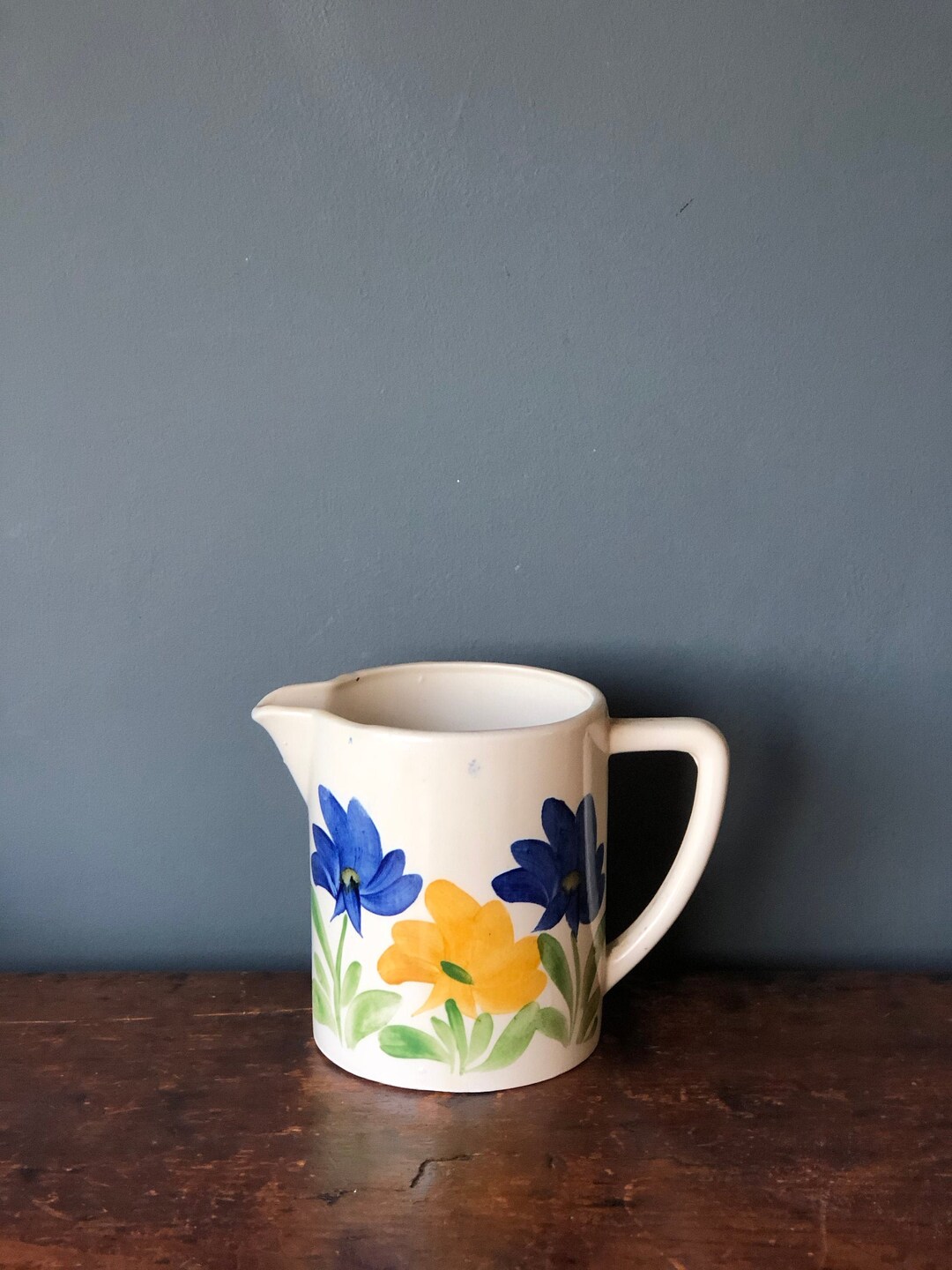 Staffordshire Pottery Hand Painted Jug Vase or Pitcher Cream Etsy