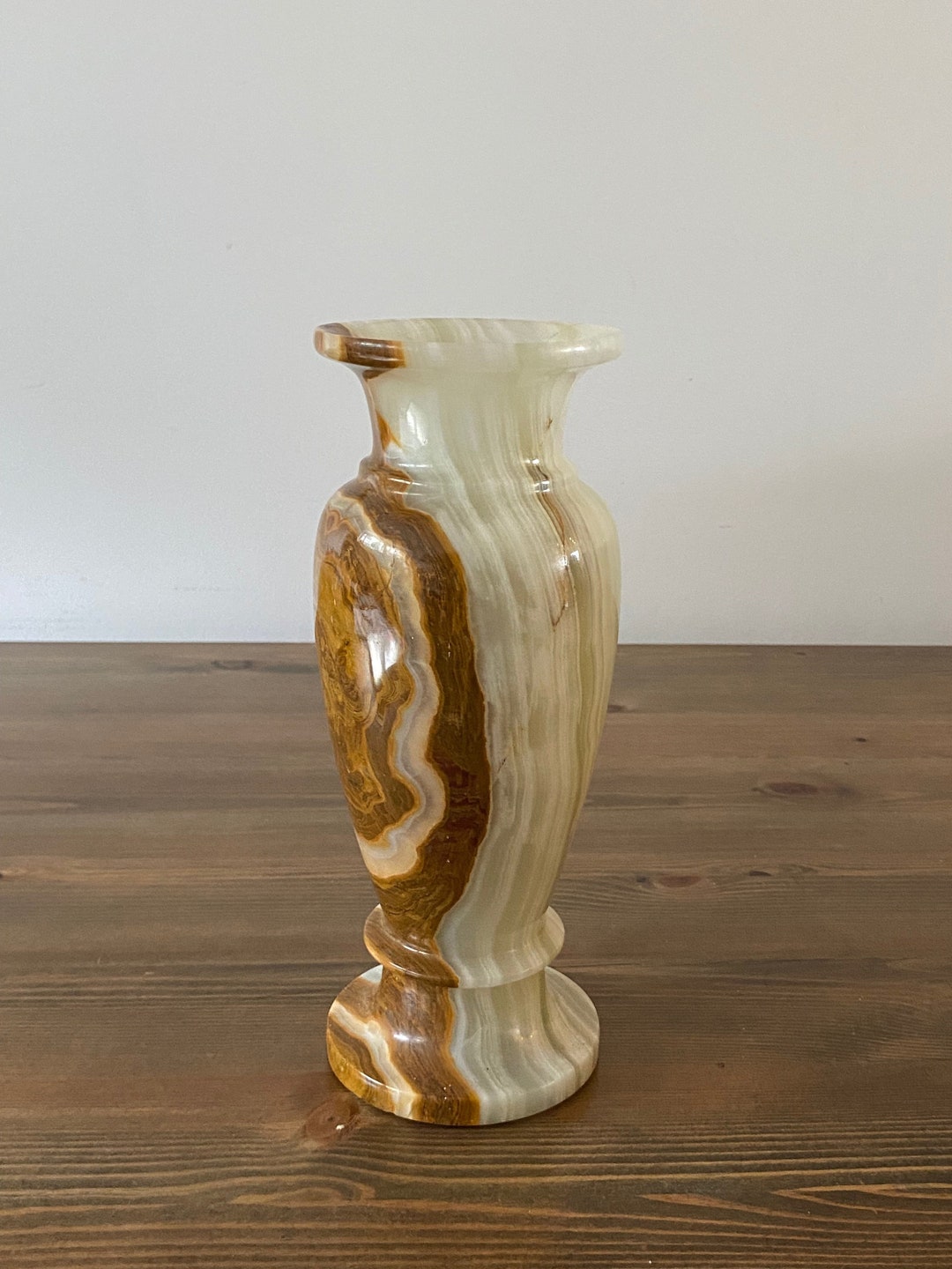 Stunning Large Marble Onyx Vase Green Brown Elegant Classic Etsy