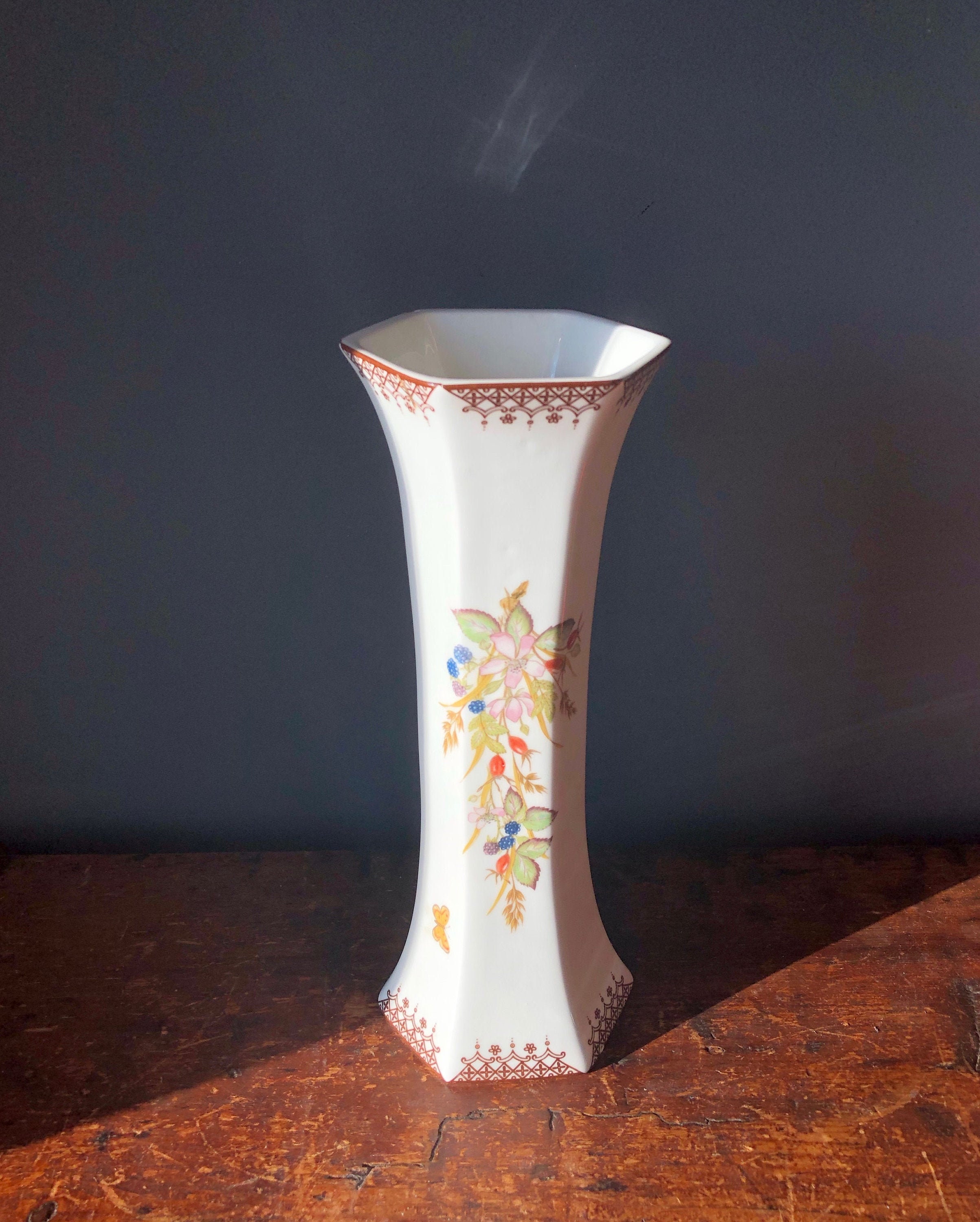 Pretty Hexagonal Ceramic Vase Classic Floral and Butterfly - Etsy