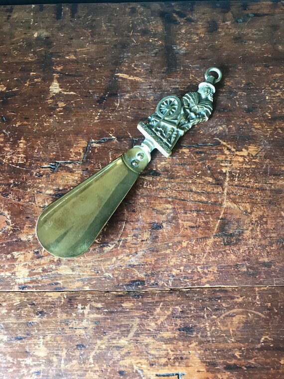Antique Brass Shoe Horn Jenny Jones Welsh Spinning Wh… Gem