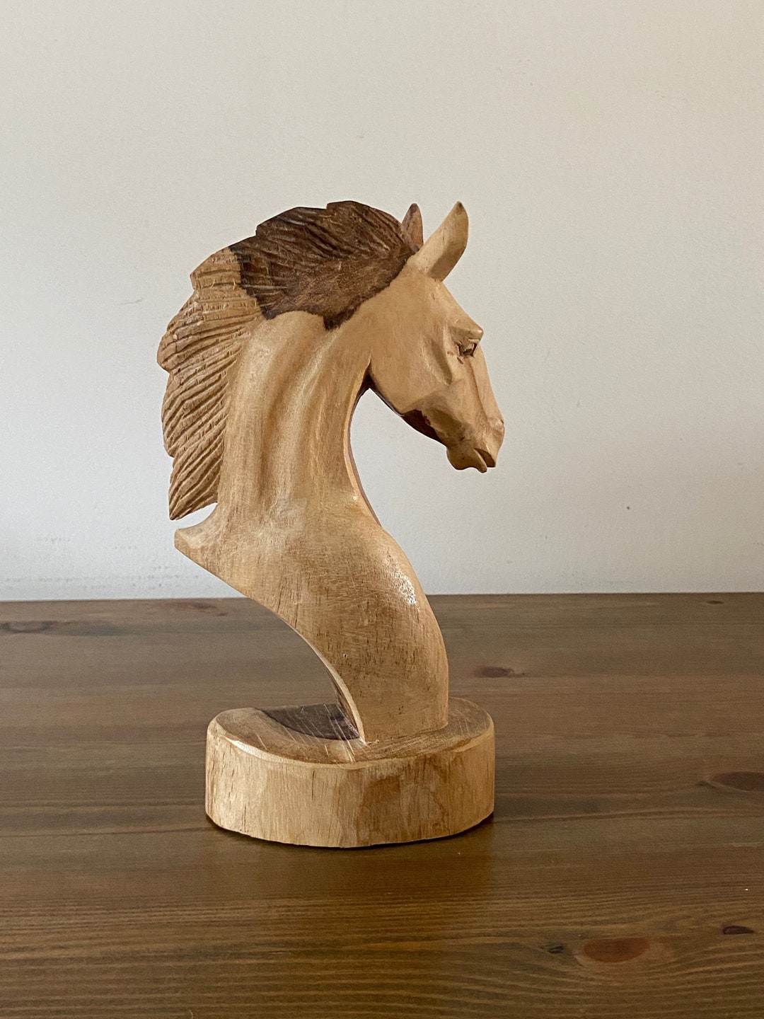 Vintage Wooden Horse Head Sculpture Hand Carved Horses Head 8.6 Etsy