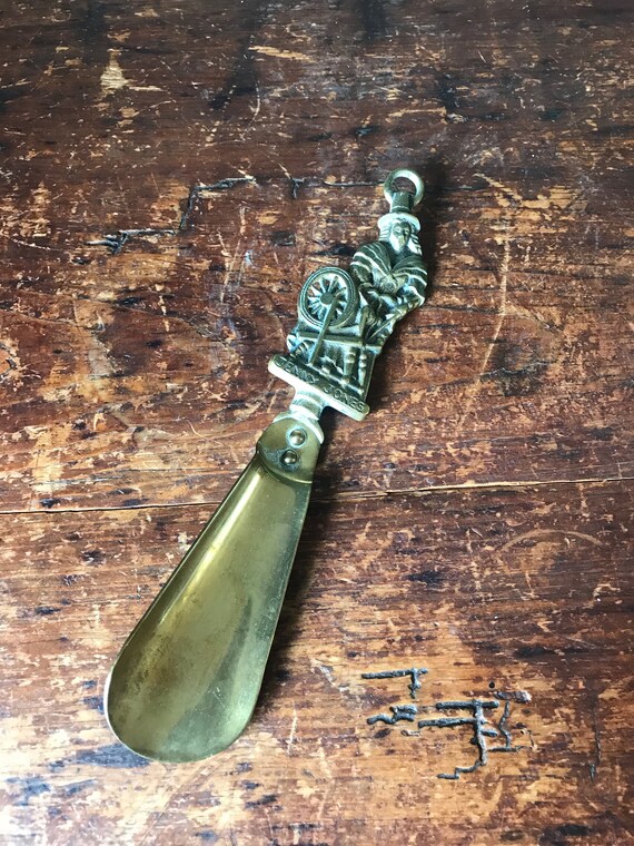 Antique Brass Shoe Horn Jenny Jones Welsh Spinning Wh… Gem