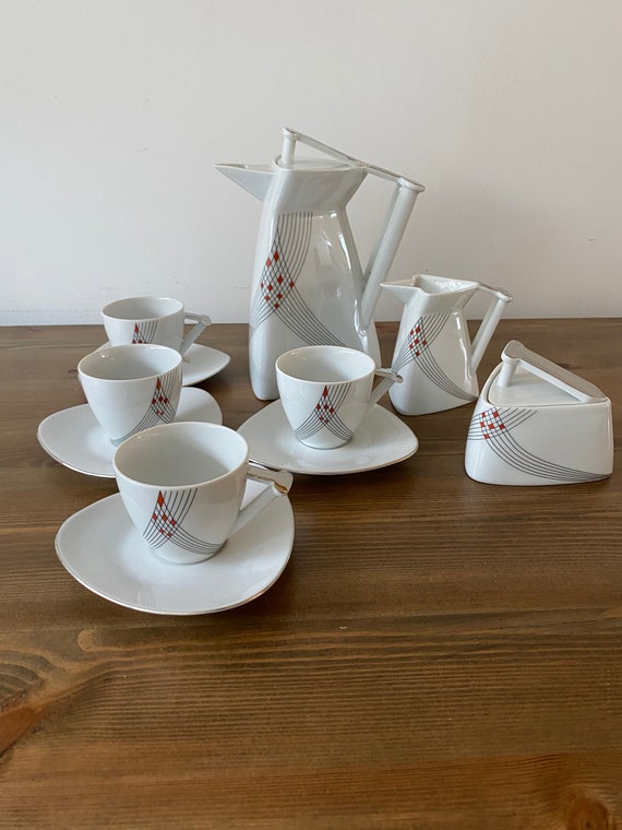 42Fl Oz Porcelain Tea Set - Modern Style Kintsugi Design