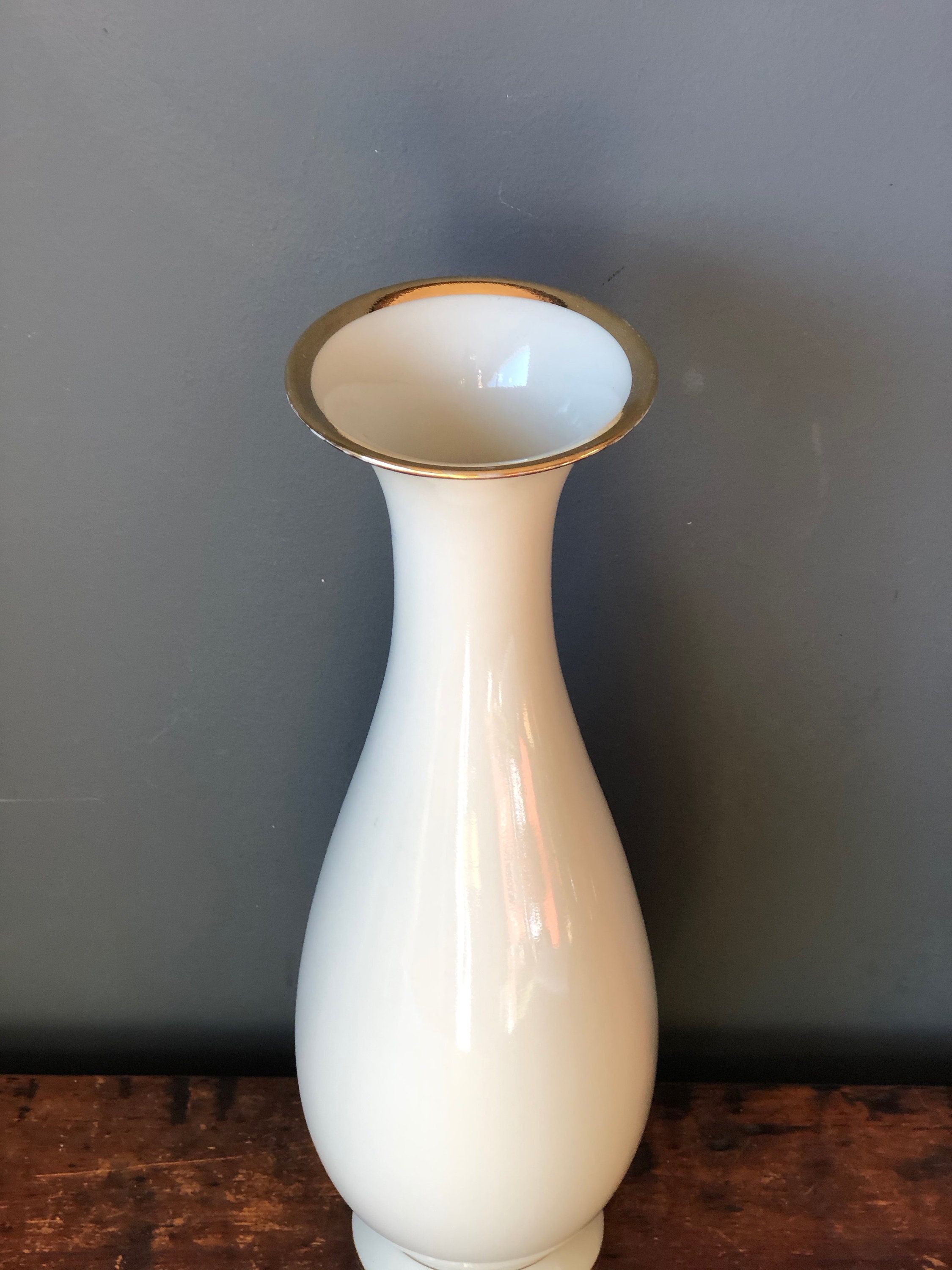 Elegant Tall KM Porzellan Royal Bavaria White and Gold Vase Etsy