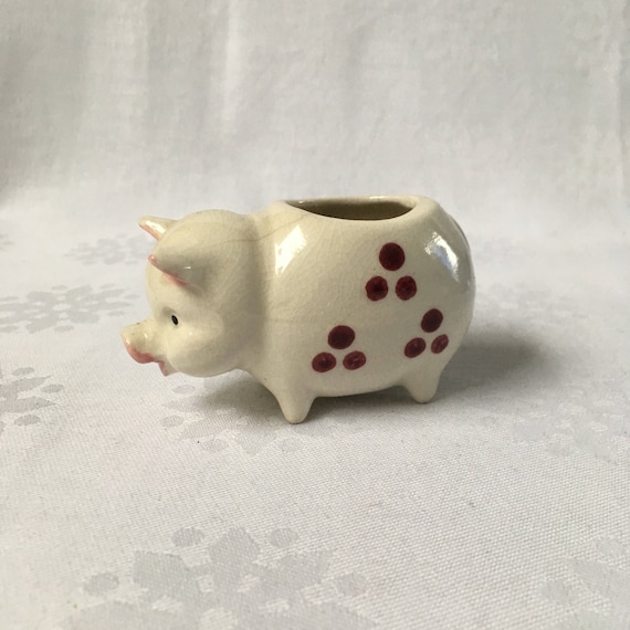 Vintage Ceramic Pig Pin Pot Tidy Pot With Spotty Decoration Etsy
