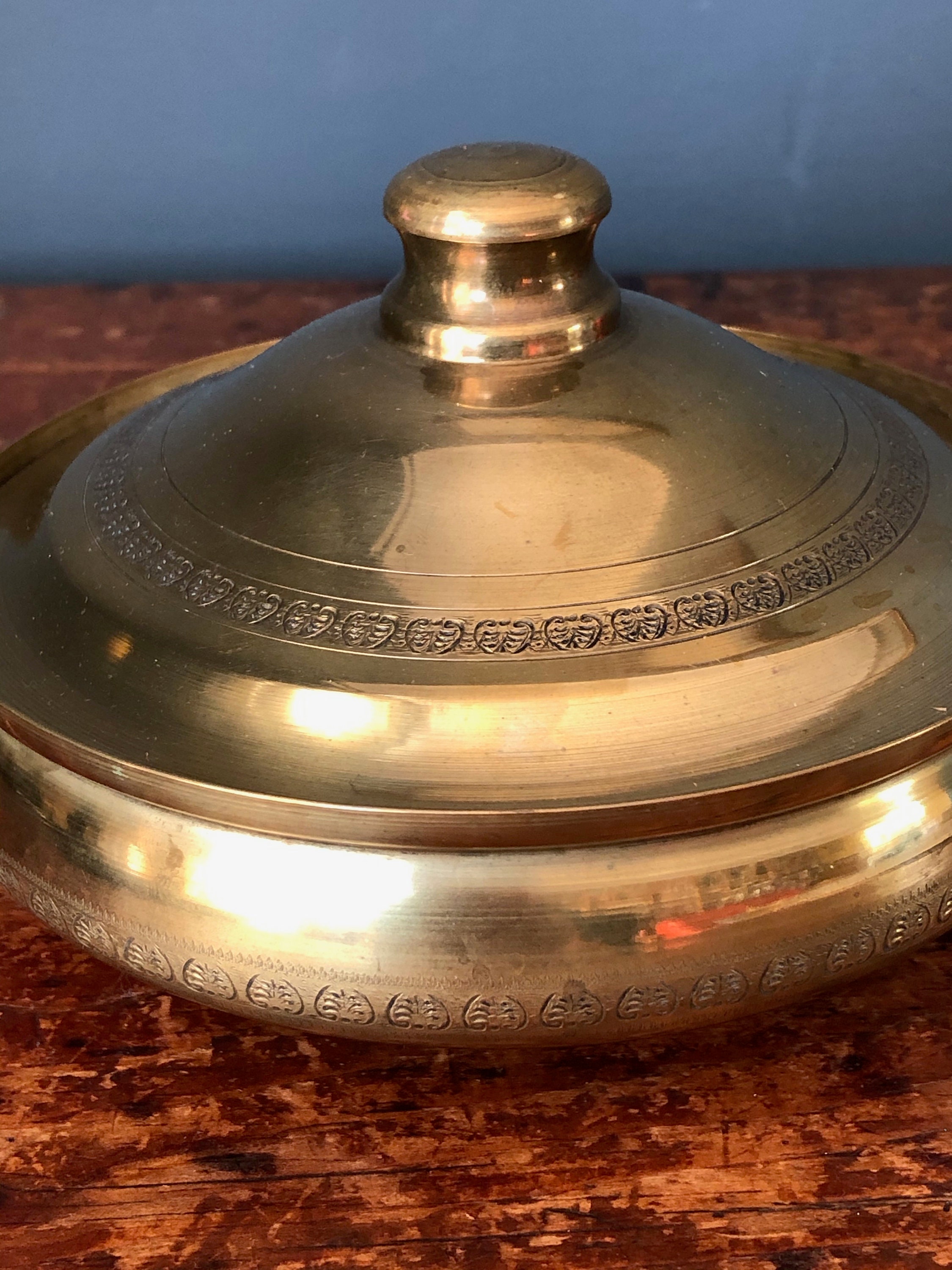 Vintage Brass Lidded Pot Keepsake Change Pot Round Flat Etsy